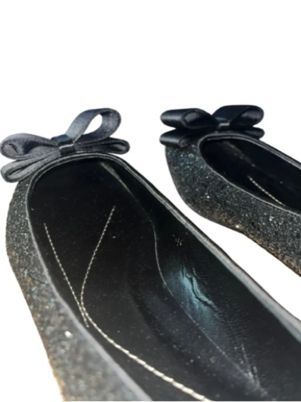 Kate Spade New York Sussex Glitter Bow Ballet Flats - Black Size 8.5B